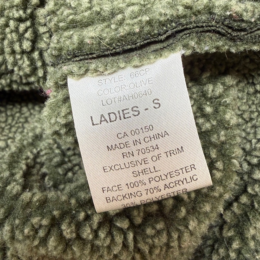 Orvis Womens Olive Green Faux Suede Sherpa Trim Button Front Jacket Small FLAW - Picture 5 of 9